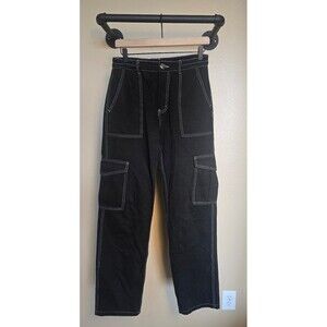White Fox black and white stitched baggy cargo pants women's medium